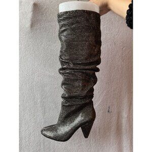 NEVER WORN NEW IN BOX INC Sparkly Rhinestone Bedazzled Knee High Heel Boots Size